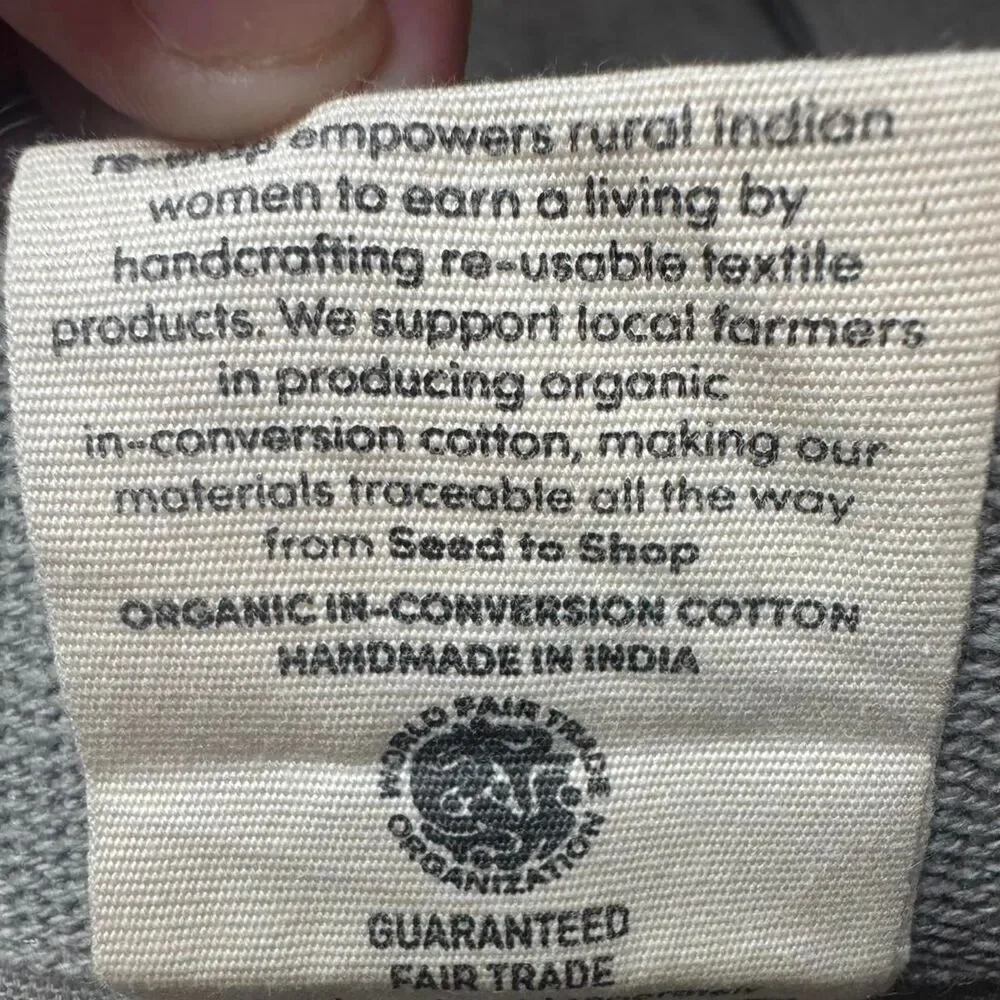 Barnes & Noble Organic Cotton Tote Bag NWT Book Tote Re-Use Fair Trade Gray